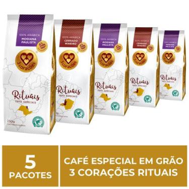 Imagem de 5 Pacotes De 250 G, Café Em Grão, Três Corações Rituais