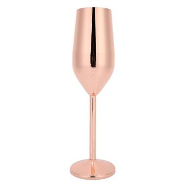 Imagem de Junluck Taça de vinho tinto inquebrável, taça de vinho de metal de aço inoxidável 304, copos de champanhe reutilizáveis de 220 ml para bar/festa/banquete/piquenique (ouro rosa)