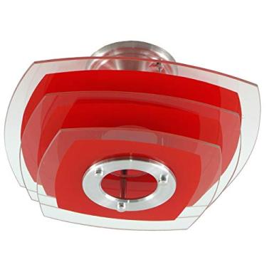 Imagem de Lustre Plafon Ovalado Vermelho - 3 Vidros - Para Sala, Quarto, Banheiro,Cozinha