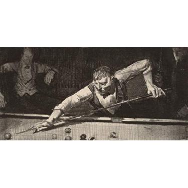 Imagem de O Jogador de Sinuca 1921 Litografia de George Bellows na Tela em Vários Tamanhos (80 cm X 40 cm tamanho da imagem)
