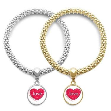 Imagem de Dia dos Namorados Coração Rosa Amor Dot Pulseira Pingente Joias Presente de Casal