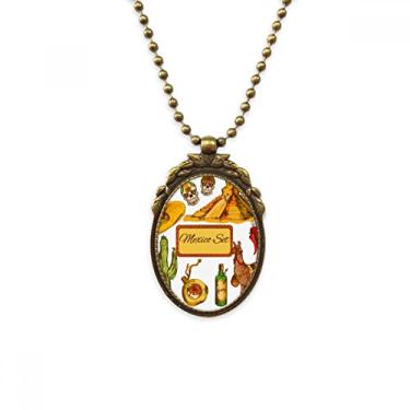 Imagem de DIYthinker Sombrero Mexicano Colar antigo com pingente de contas vintage de cacto pirâmide do México