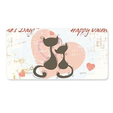 Imagem de DIYthinker Black Cats Placa de licença Feliz Dia dos Namorados Decoração de aço inoxidável