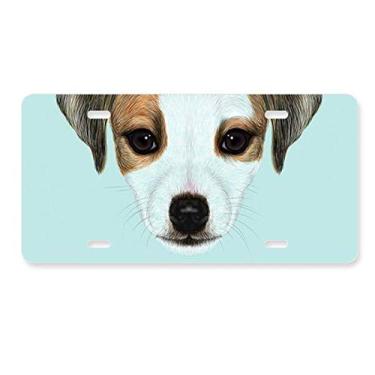 Imagem de DIYthinker Jack Russell Terrier Placa de licença de animal de estimação Decoração de carro Acessório de aço inoxidável