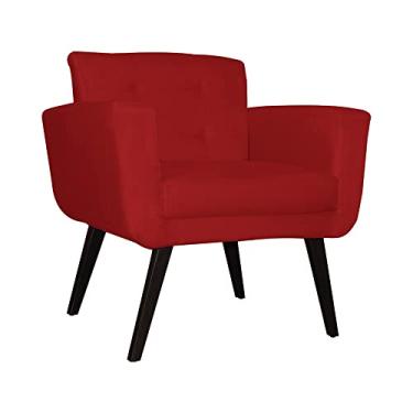 Imagem de Conjunto 2 Poltrona Estofada Salão de Beleza Geovana Suede Vermelho - LM DECOR