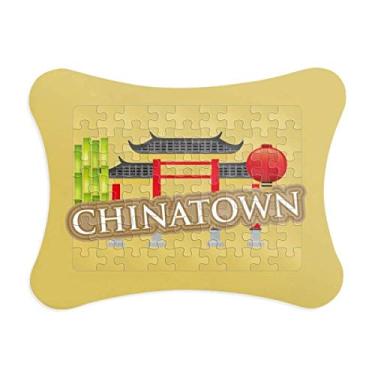 Imagem de Moldura de quebra-cabeça de bambu Lantern Brown China Town Decoração de imagem Enfeite de jogo de quebra-cabeça