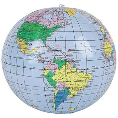 Imagem de NINGBO Bola de praia inflável globo terrestre 40,6 cm - Oceanos azuis