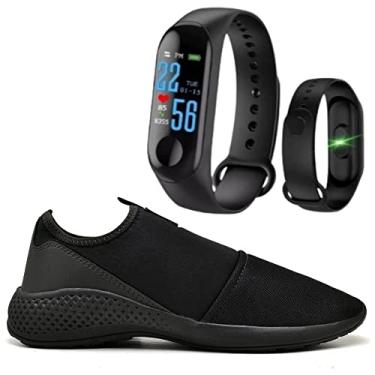 Imagem de Tênis Sapatilha Caminhada Leve Macio Confortável Fitness Academia + Pulseira Inteligente M3 - Black - 42