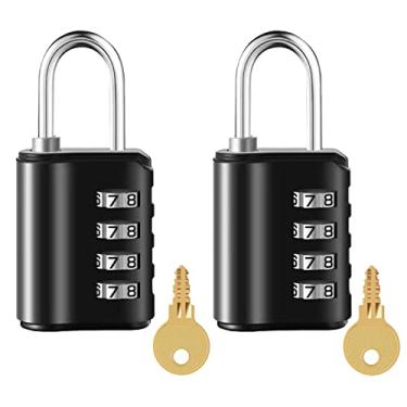 Imagem de Gawon - Pacote com 2 cadeados combinados, cadeado impermeável com 4 dígitos redefinível para uso externo com chaves, cadeado combo para escola, armário de esportes ou academia, cerca de funcionário,