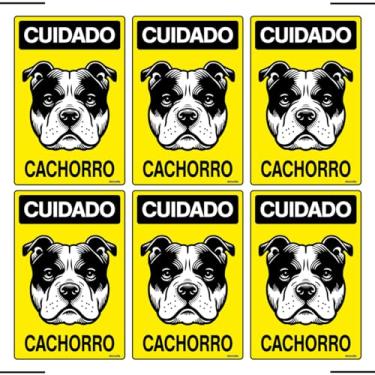 Imagem de Combo 6 Placas De Sinalização Cuidado Cachorro 20x30 Ekomunike - P-6/1 F9e