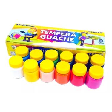 Imagem de Tinta Tempera Guache Acrilex Com 12 Potes De Cores 15 Ml
