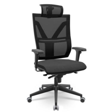 Imagem de Cadeira Presidente Darix X+ Nacional Slider Braços Regulaveis em PU Plaxmetal (Poliéster Preta)