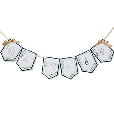 Imagem de Faixa verde Oh Baby - Decorações de chá de bebê de vegetação, faixa de revelação de gênero, faixa verde e dourada Oh Baby, decorações de festa de bebê, pano de fundo de fotografia de chá de bebê de