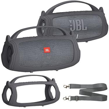 Imagem de XEGIMOR Capa de silicone compatível com alto-falante Bluetooth portátil JBL Charge 4/5, capa macia para acessórios de alto-falante Bluetooth JBL Charge 4/5 (capa cinza, não é compatível com a versão