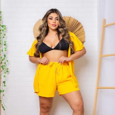 Imagem de Conjunto Feminino Kimono/Cardigan e Short Plus Size - Julia-Feminino