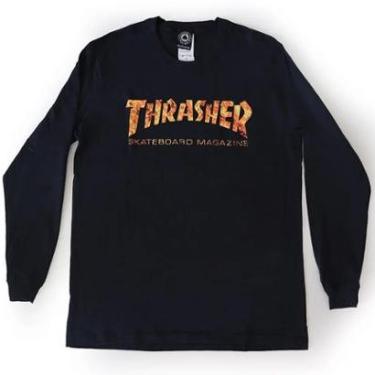 Imagem de Camiseta Thrasher Masculino Manga Longa Skategoat Inferno Preto-Masculino