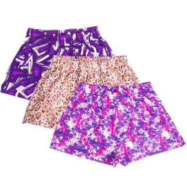 Imagem de Kit 3 Shorts Feminino Esportivo Treino Academia Estampado-Feminino