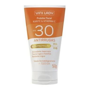 Imagem de Protetor Solar FPS 30 Facial Antirrugas Karité Vitamina-E 50g Vini Lady-Unissex