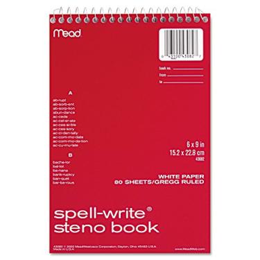 Imagem de Mead Livro Steno Spell-Write, Gregg Rule, 15,2 x 23,8 cm, branco, 80 folhas (MEA43082)
