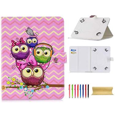 Imagem de Capa universal para tablet de 7,5 a 8,5 polegadas, capa carteira flip de couro PU fina Techcircle para iPad Mini 1/2/3/4, Fire HD 8, Galaxy Tab 8.0 Series e outros tablets de 7,5 a 21,6 cm, família de