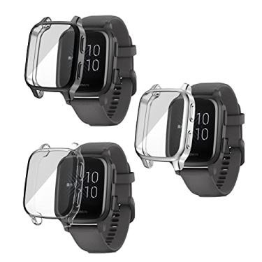 Imagem de Compatível com Garmin Venu Sq Capa protetora à prova d'água revestida de TPU macio em toda a volta à prova de arranhões para smartwatch Garmin Venu Sq GPS (pacote com 3)
