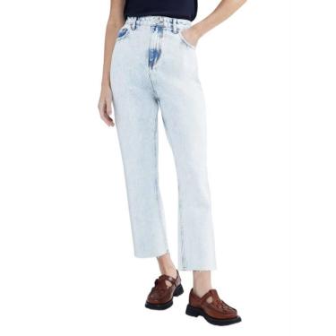 Imagem de Calça Jeans Feminina Hering Reta Cropped Azul Clara - H9KH1B-Feminino
