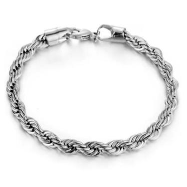 Imagem de Pulseira Trançada Cordão Torcido 4mm Aço Inox 316l - Vorax Acessórios