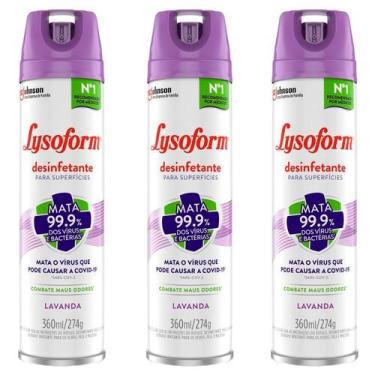 Imagem de Kit 3 Desinfetante Lysoform Aerossol Lavanda 360ml