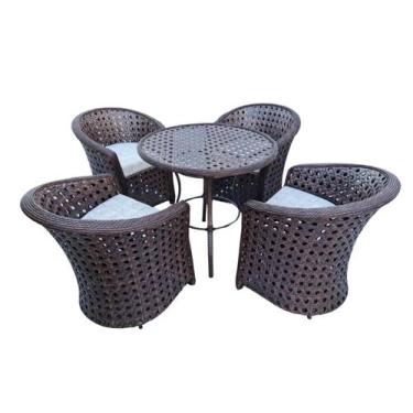 Imagem de Conjunto 4 Poltronas 1 Mesa 85cm Fibra Sintética Varanda Jardim - Vara