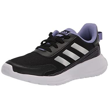Imagem de adidas Tênis infantil unissex para corrida tensor, Preto/prata metálico/roxo claro, 9 Toddler