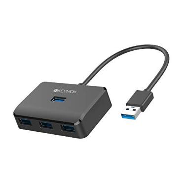 Imagem de Hub USB 3.0 de 4 portas, hub USB de dados de tamanho compacto KEYMOX para MacBook, Mac Pro, Mac mini, iMac, Surface Pro, XPS, PC, Flash Drive, HDD móvel (carregamento não suportado), preto