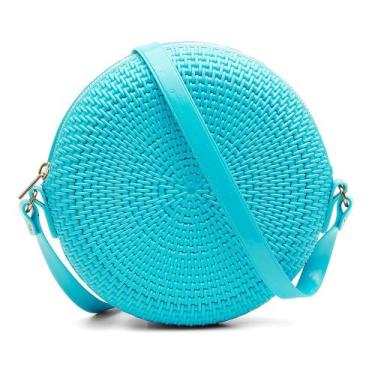 Imagem de Bolsa Pequena de Lado Redonda Feminina Transversal Quebeck VK, Azul cl