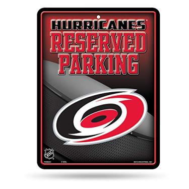 Imagem de Placa de metal NHL Carolina Hurricanes 21 cm x 28 cm para decoração de estacionamento