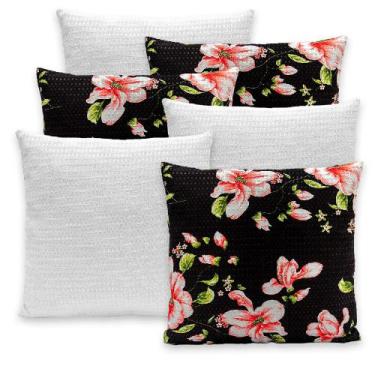 Imagem de Kit 6 Capas de Almofadas Lisa e Estampada 40x40 C/ Zíper Piquet Favinh