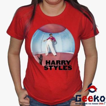Imagem de Baby Look Harry Styles 100% Algodão - Pop - Geeko, Vermelho letra pret