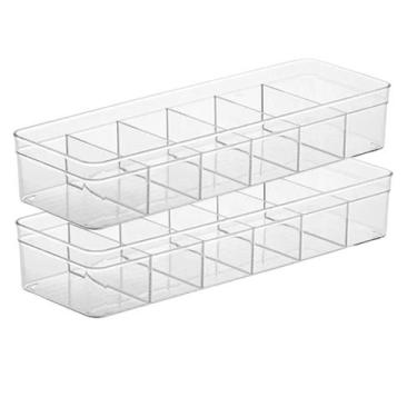 Imagem de Kit 2 Organizadores Armários Acrílico 6 Divisórias Cozinha Closet Quar
