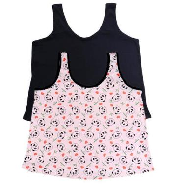 Imagem de Kit 2 Regata de Pijama Mega Plus Size 1 Liso 1 Estampado G6 ao G10 - T