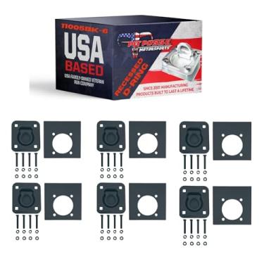 Imagem de Pit Posse 11005BK-6 Cargo Trailer Recessed Pan D Anel Âncora Corda de Chão Amarra 2,7 kg Resistência à Ruptura - Montagem Embutida - Inclui Arruelas e Ferragens de Montagem - Caminhão Cama SUV Van