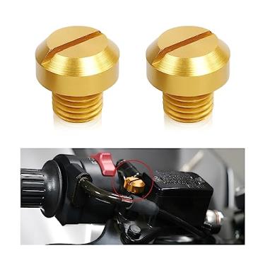 Imagem de zipelo Parafuso de espelho de motocicleta, 2 peças de plugues de orifício para espelhos retrovisores do motor, acessórios decorativos de motocicleta, plugue de parafusos de liga de alumínio (direito + esquerdo/ouro)