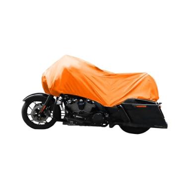Imagem de Partuto Capa de motocicleta leve meia capa protetora de poeira impermeável para uso externo laranja tamanho GG para a maioria dos vestidos completos Touring Cruiser material durável de substituição