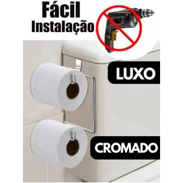 Imagem de Suporte papel higiênico duplo para caixa acoplada cromado porta higien