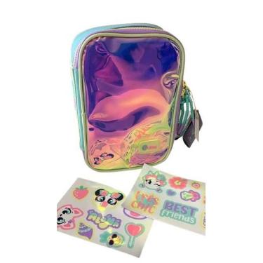 Imagem de Estojo Escolar Puket Color Block Menina Rosa