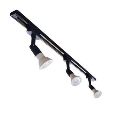 Imagem de Kit Trilho Eletrificado 1 Metro Preto + 3 Spot Led Par20 7w Branco Que