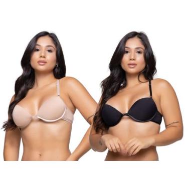 Imagem de Kit 2 Sutiã De Bojo Nadador Liso Abertura Frontal Com Alças Reguláveis