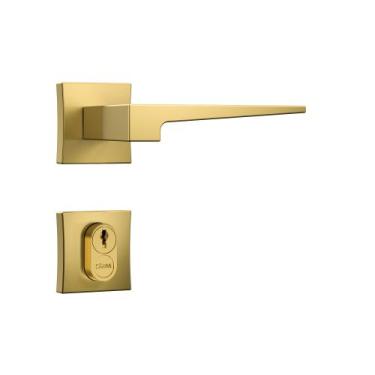 Imagem de Fechadura porta externa dourada gold classic 3200 stam quadrada máquin