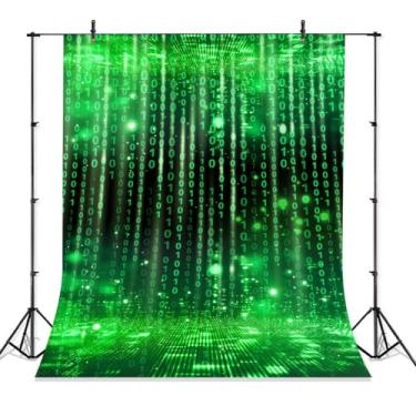 Imagem de TOAOFY 1,5 x 2,1 m matriz verde número de dados pano de fundo código digital fotografia fundo festa aniversário cabine fotográfica adereços de estúdio TAYBZT688