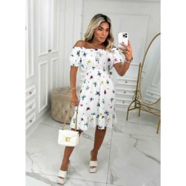 Imagem de Vestido Feminino Evangelico Curto Estampa Borboleta Bojo - BC Girls, Ú