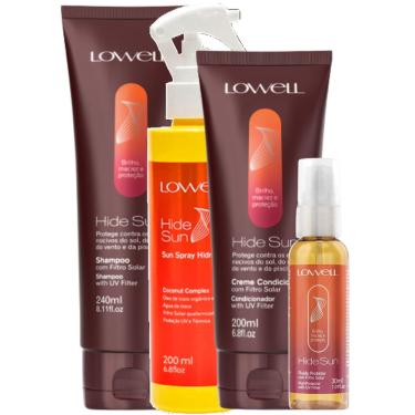Imagem de Kit Lowell Hide Sun Shampoo 240ml + Condicionador 200ml + Spray Hidratante 200ml+ Fluido Protetor 30ml