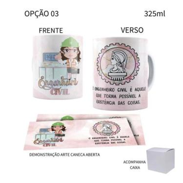 Imagem de Caneca 325ml Engenharia Civil Engenheiro Engenheira - LARANJA E MIMOS