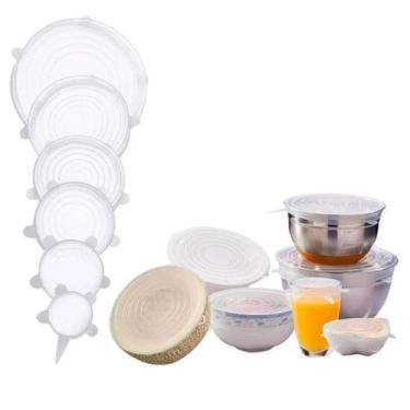 Imagem de Kit 6 Tampas Silicone Reutilizável Transparente - Clink
